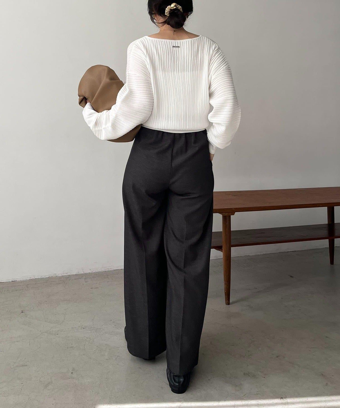 褶襉泡袖 針織開衫