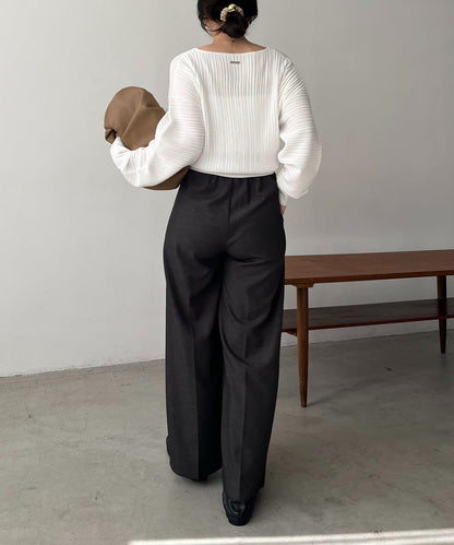 褶襉泡袖 針織開衫