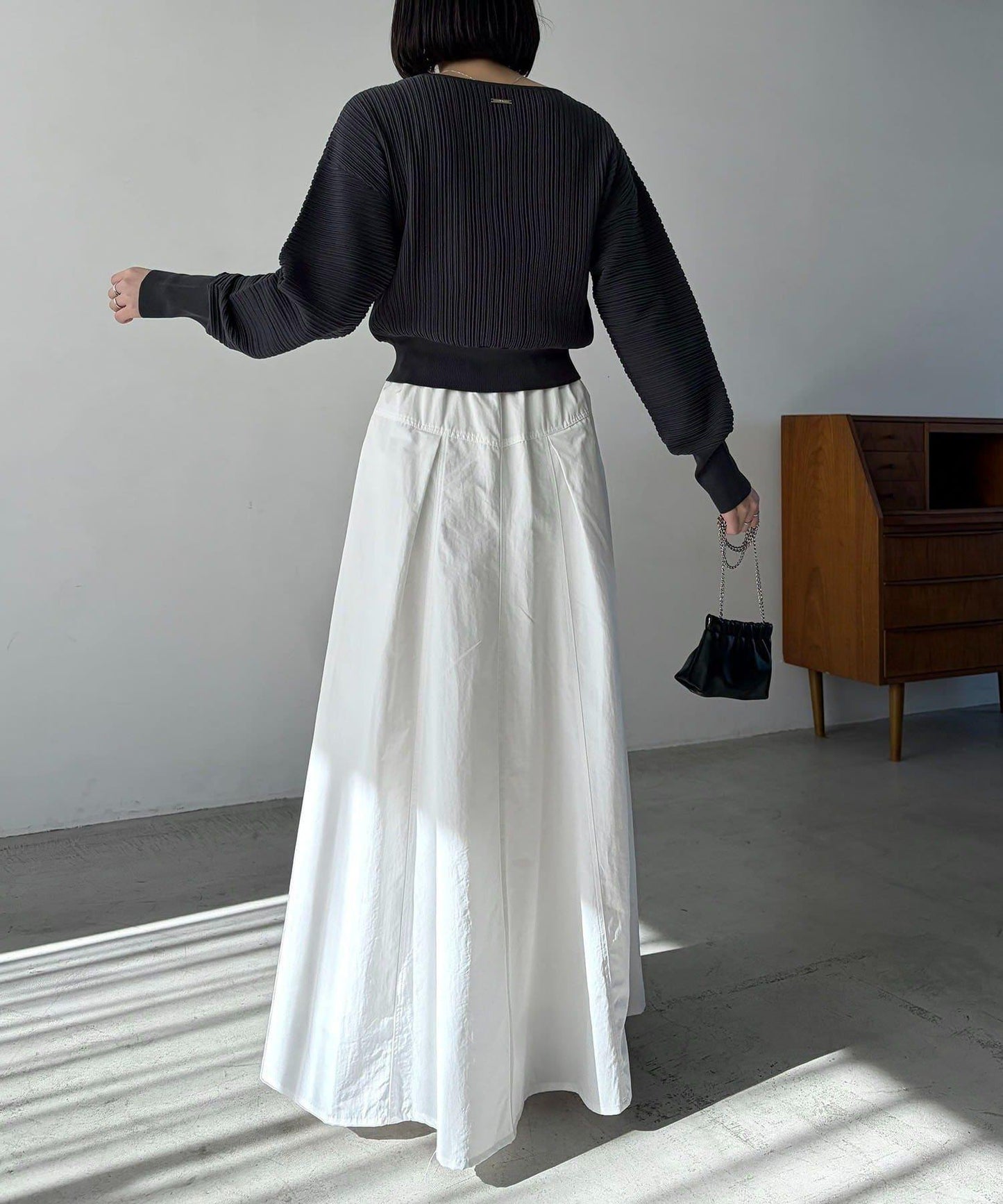 褶襉泡袖 針織開衫