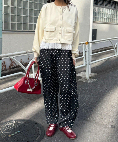 心形紐扣配色縫線 衛衣開衫