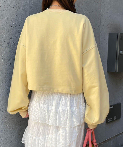 心形紐扣配色縫線 衛衣開衫