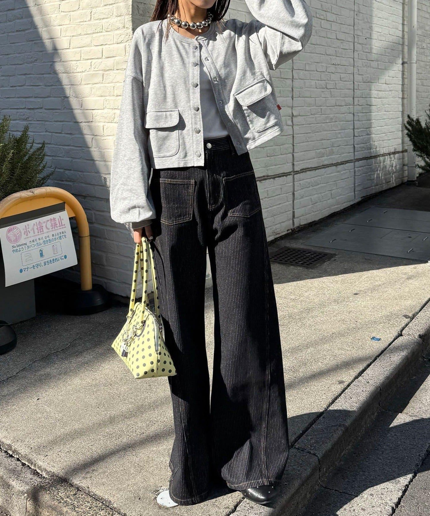 心形紐扣配色縫線 衛衣開衫