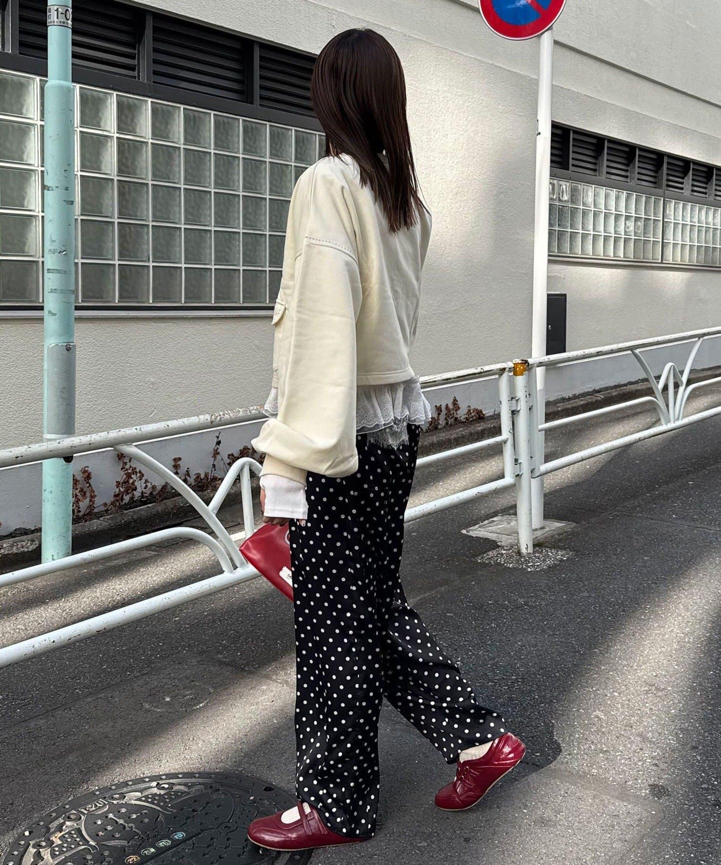 心形紐扣配色縫線 衛衣開衫