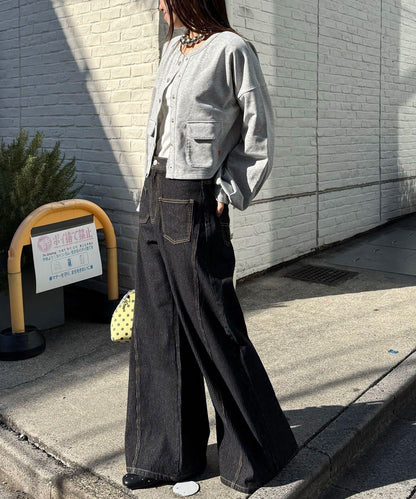 心形紐扣配色縫線 衛衣開衫