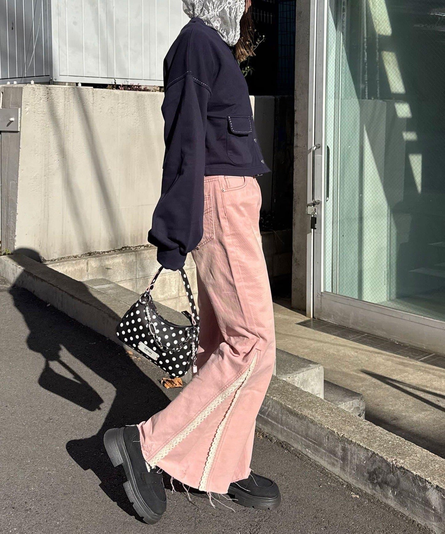 心形紐扣配色縫線 衛衣開衫