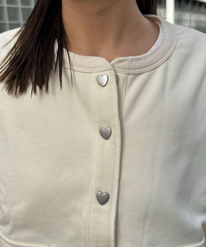 心形紐扣配色縫線 衛衣開衫