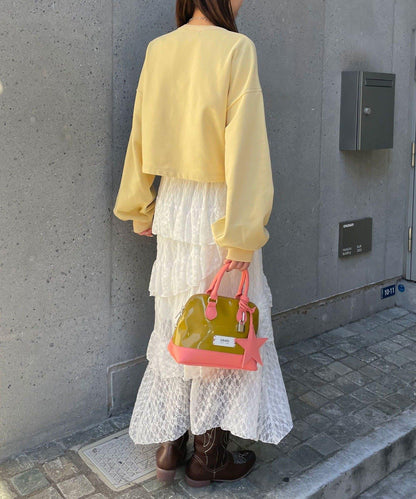 心形紐扣配色縫線 衛衣開衫