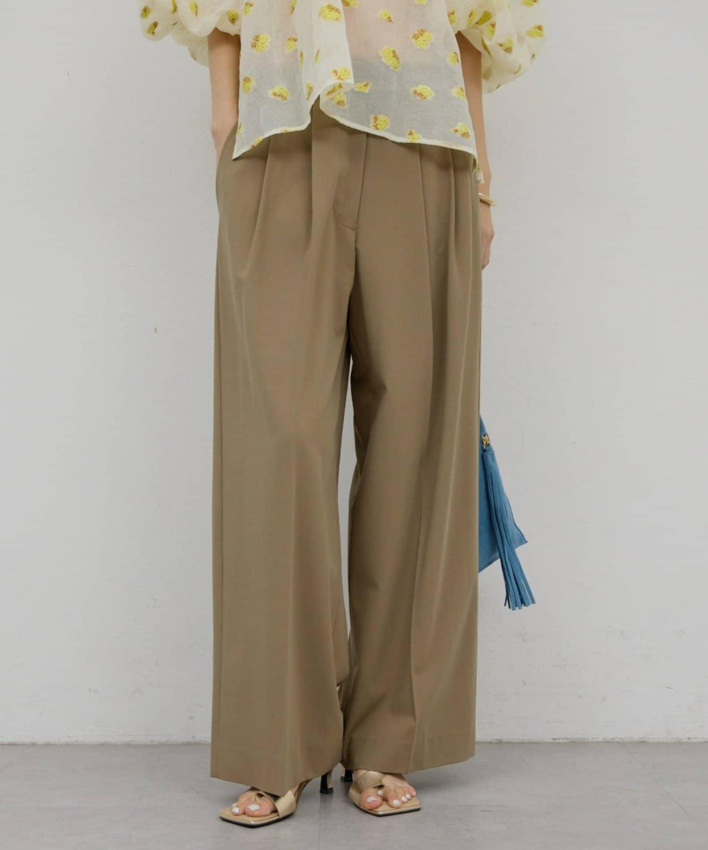 可手洗 梳毛褶襉 闊腿褲