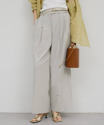 可手洗 梳毛褶襉 闊腿褲