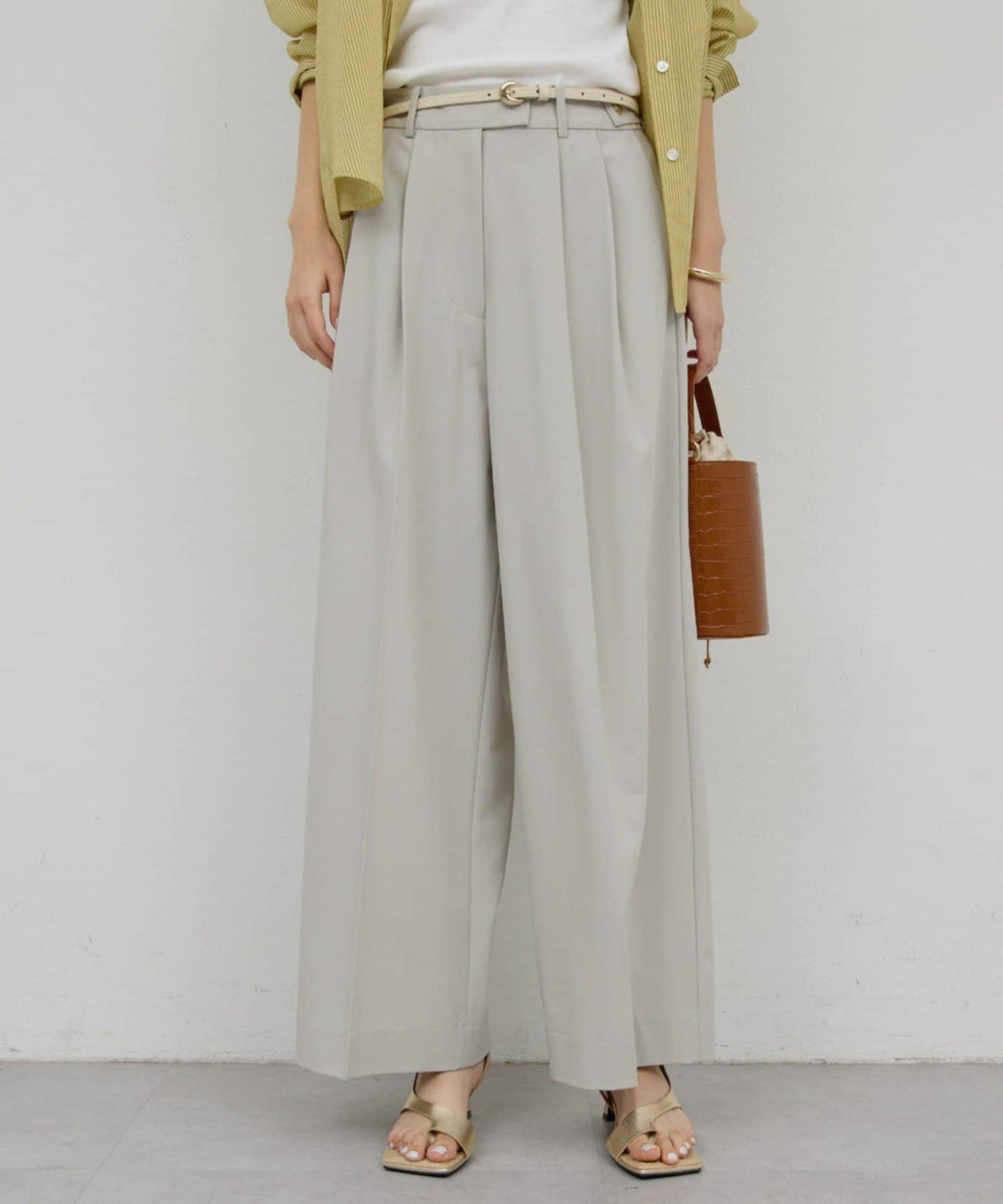 可手洗 梳毛褶襉 闊腿褲