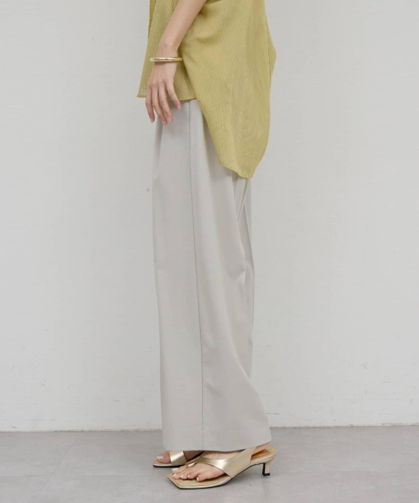 可手洗 梳毛褶襉 闊腿褲