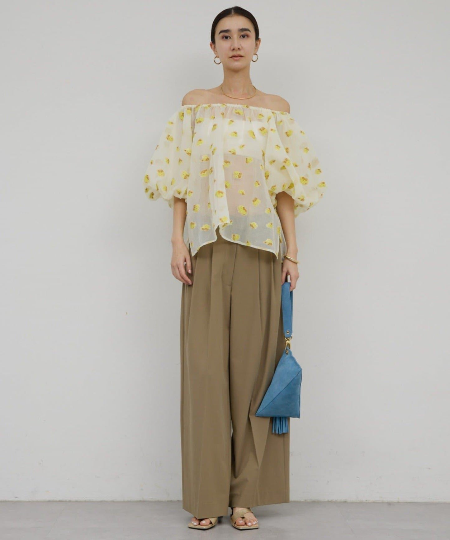 可手洗 梳毛褶襉 闊腿褲