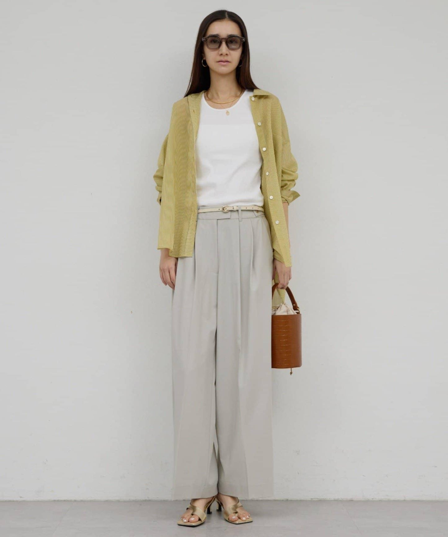 可手洗 梳毛褶襉 闊腿褲