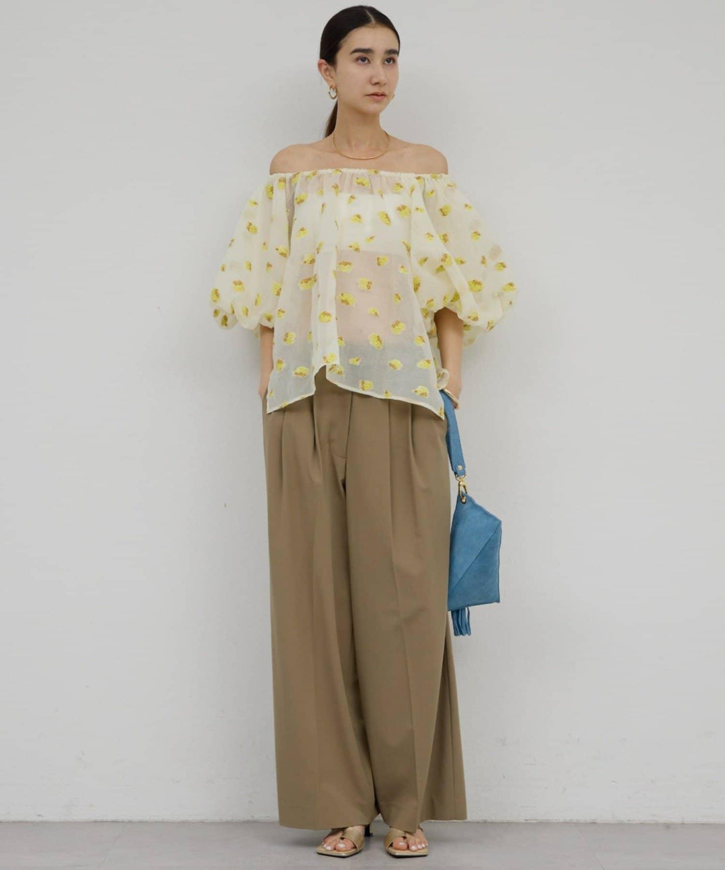 可手洗 梳毛褶襉 闊腿褲