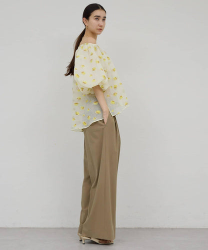 可手洗 梳毛褶襉 闊腿褲