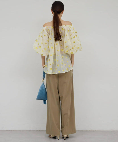 可手洗 梳毛褶襉 闊腿褲