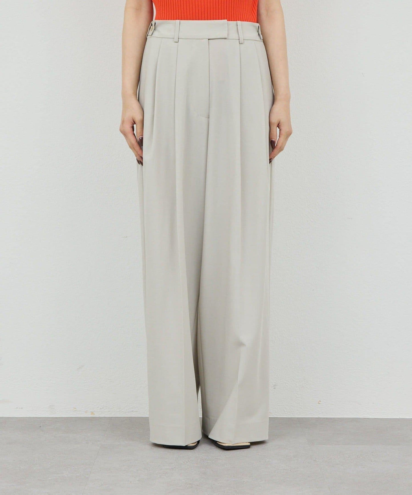 可手洗 梳毛褶襉 闊腿褲