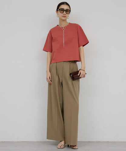 可手洗 梳毛褶襉 闊腿褲