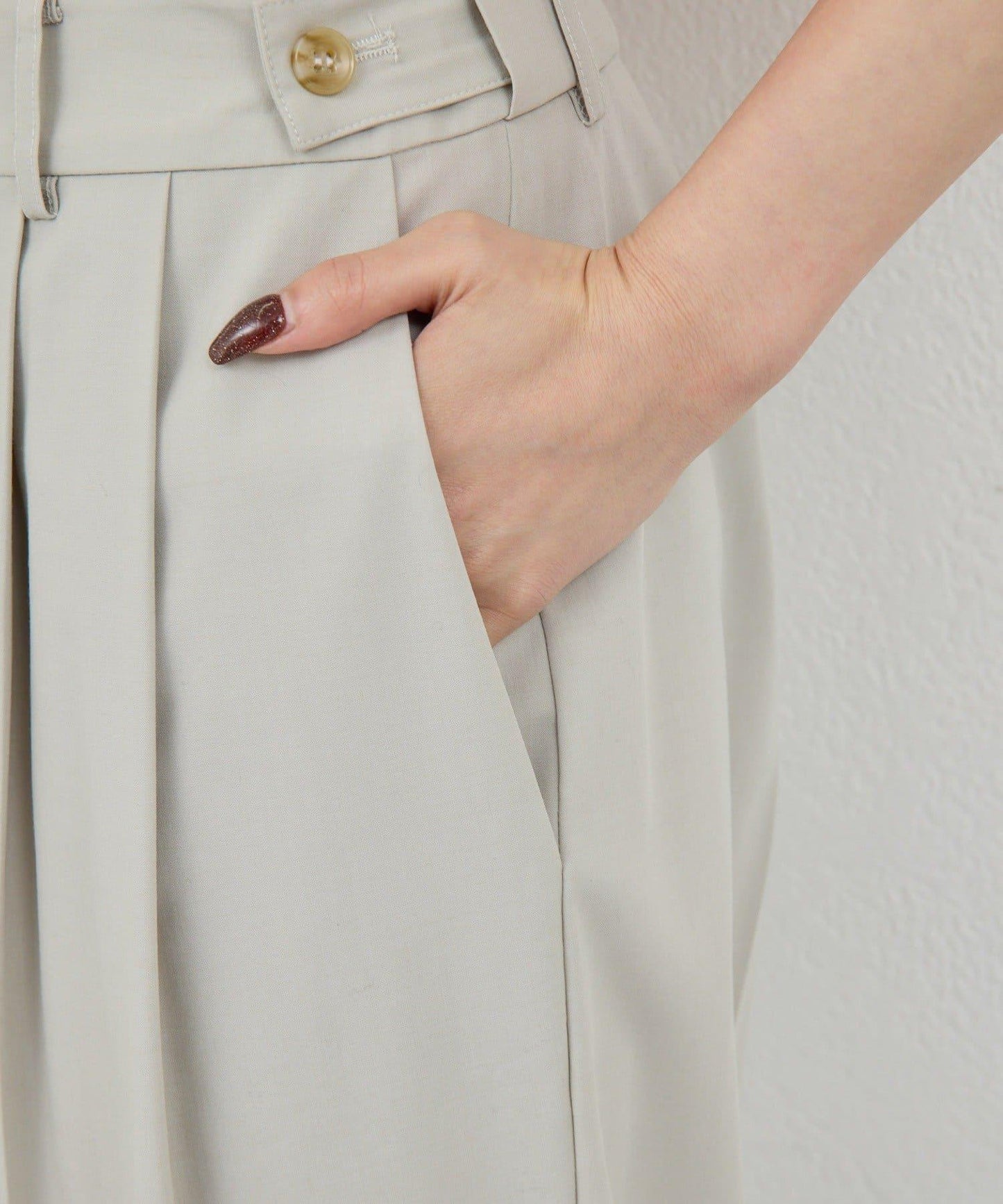 可手洗 梳毛褶襉 闊腿褲