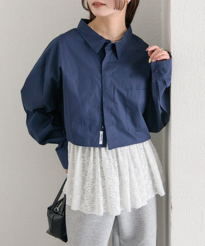 寬版短款襯衫