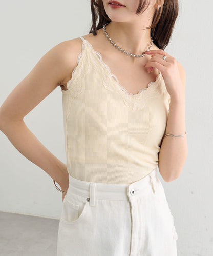 帶胸墊 V字蕾絲 吊帶背心