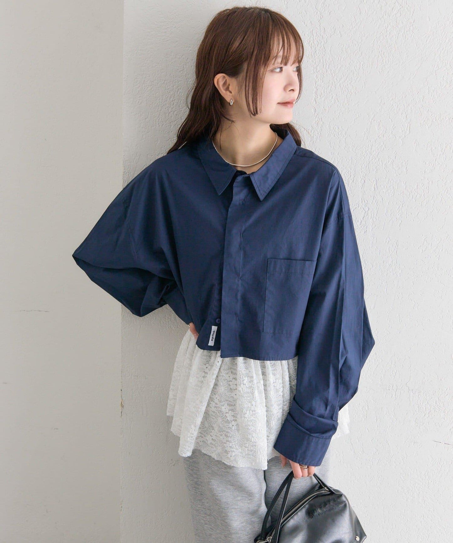 寬版短款襯衫