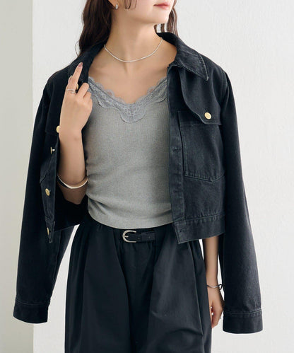 帶胸墊 V字蕾絲 吊帶背心