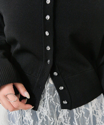寬領設計 清透紐扣 針織開衫