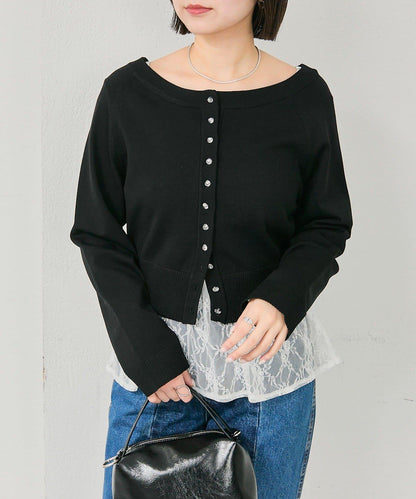 寬領設計 清透紐扣 針織開衫
