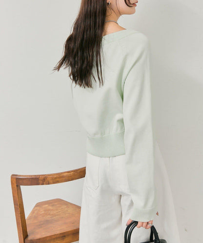 寬領設計 清透紐扣 針織開衫