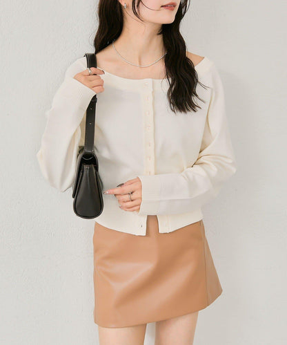 寬領設計 清透紐扣 針織開衫