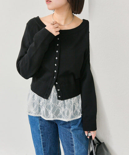 寬領設計 清透紐扣 針織開衫