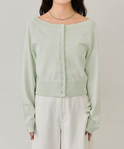 寬領設計 清透紐扣 針織開衫