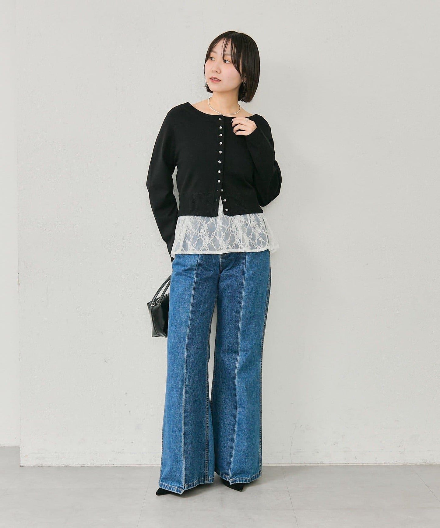 寬領設計 清透紐扣 針織開衫