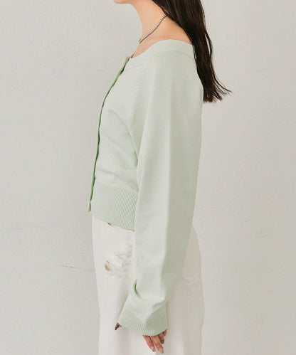 寬領設計 清透紐扣 針織開衫