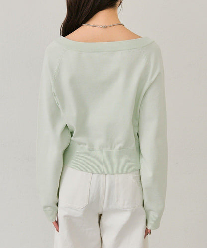 寬領設計 清透紐扣 針織開衫