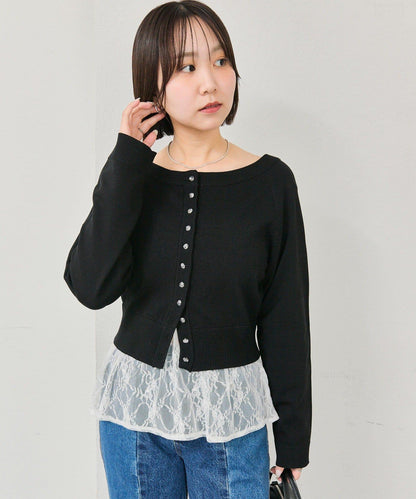 寬領設計 清透紐扣 針織開衫