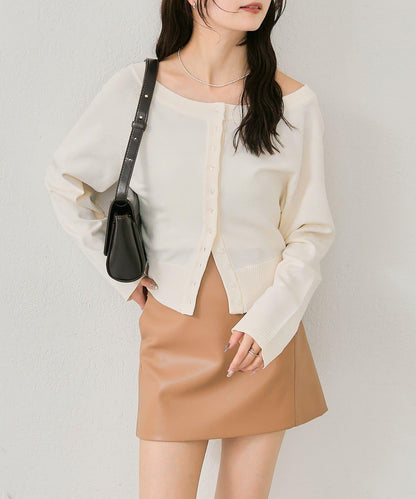 寬領設計 清透紐扣 針織開衫