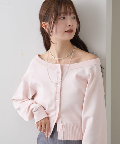 寬領設計 清透紐扣 針織開衫