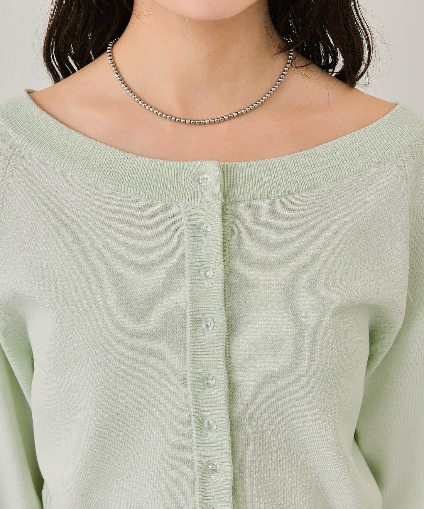 寬領設計 清透紐扣 針織開衫