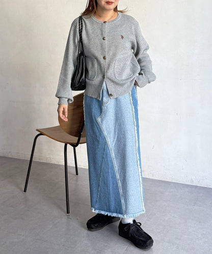 U.S. POLO ASSN. 畦編針織 金色紐扣 針織開衫