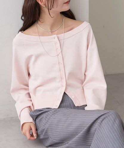 寬領設計 清透紐扣 針織開衫