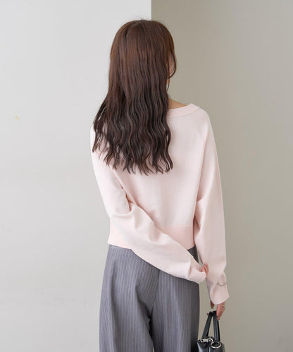 寬領設計 清透紐扣 針織開衫