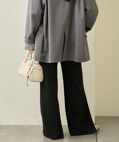 顯瘦效果 羅紋空氣層面料 喇叭褲 褲子