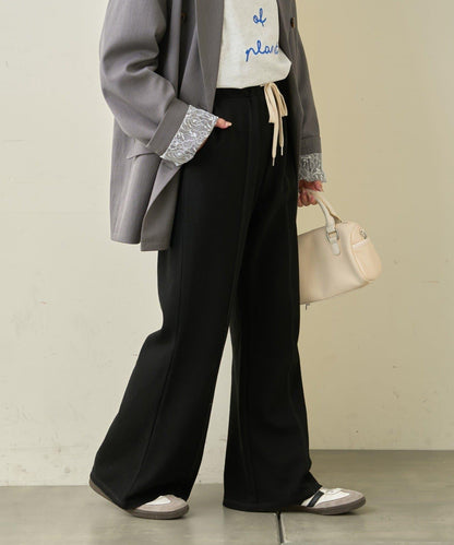 顯瘦效果 羅紋空氣層面料 喇叭褲 褲子