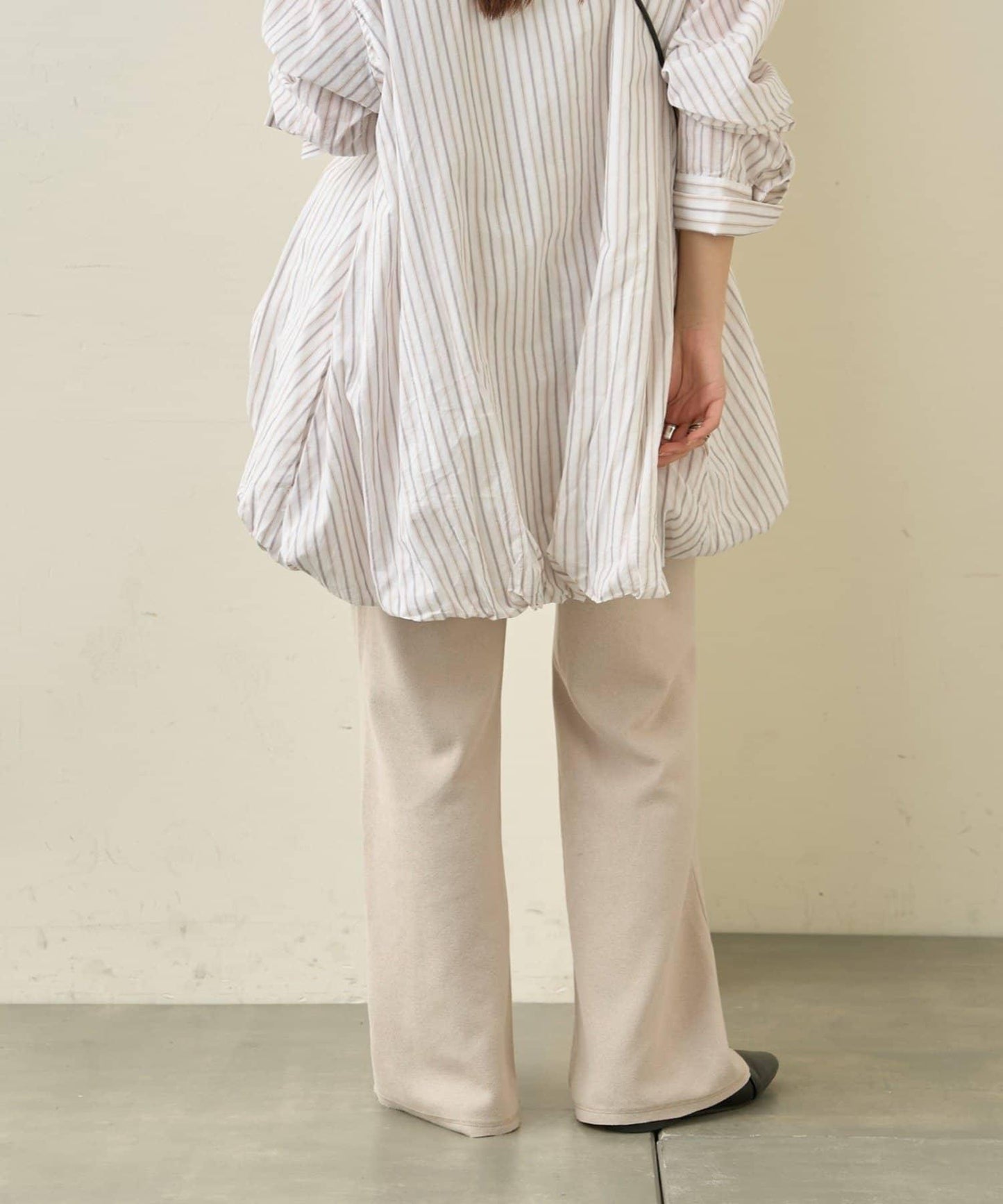 顯瘦效果 羅紋空氣層面料 喇叭褲 褲子