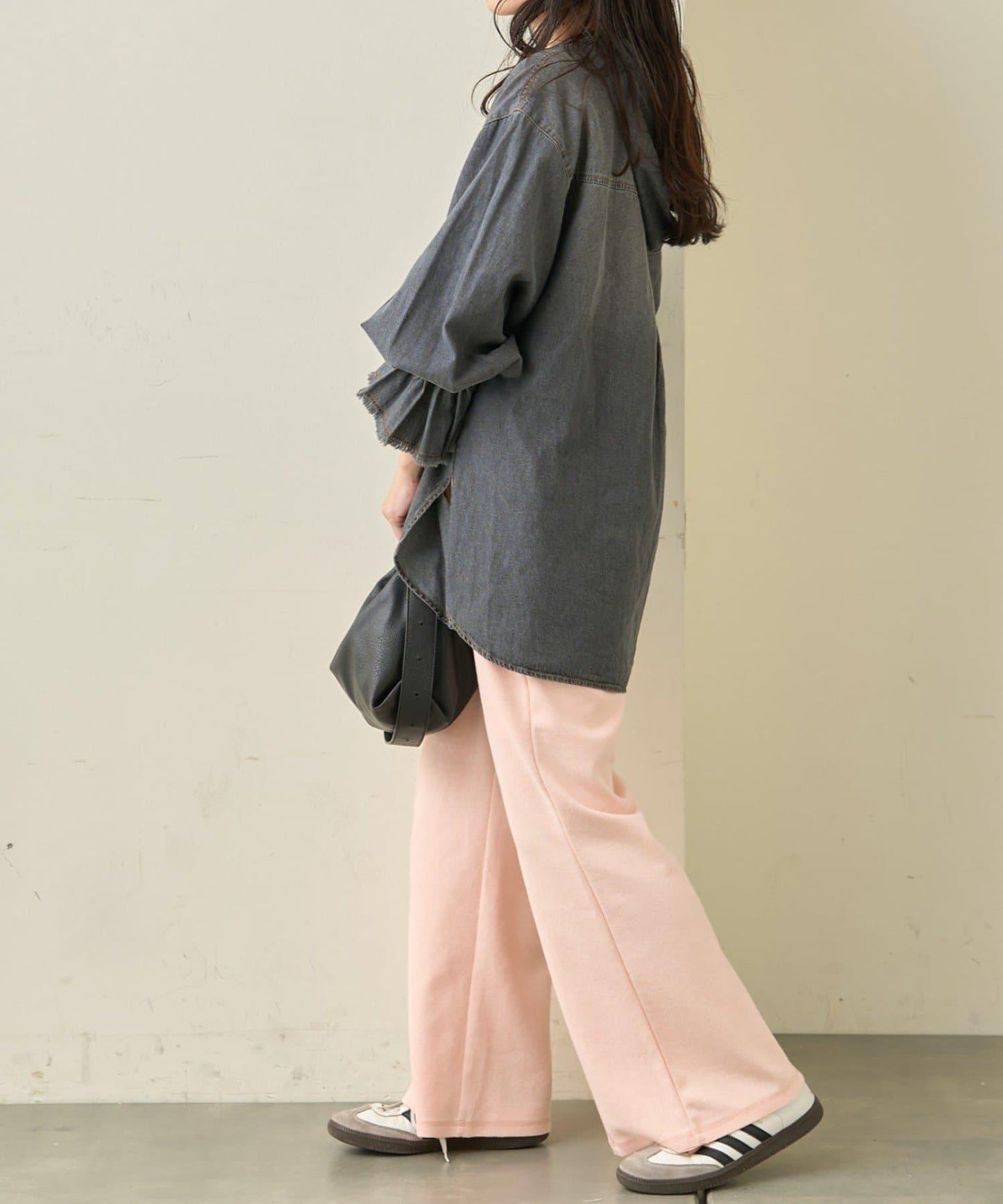 顯瘦效果 羅紋空氣層面料 喇叭褲 褲子