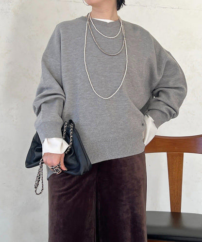 衛衣風亮絲針織上衣