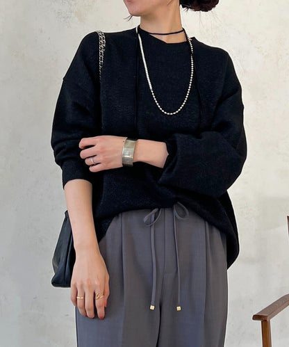 衛衣風亮絲針織上衣