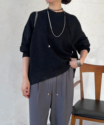 衛衣風亮絲針織上衣